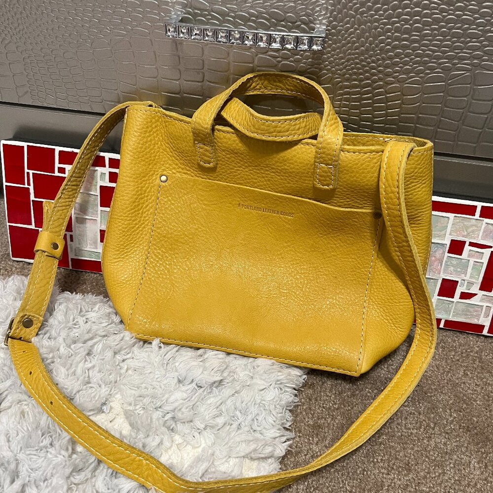 POMELO color Portland Leather Mini Crossbody Tote with Zipper
